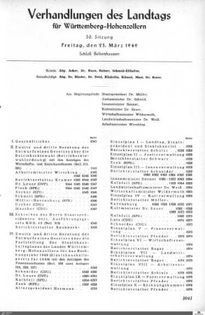 58. Sitzung, Bebenhausen, 25.3.1949