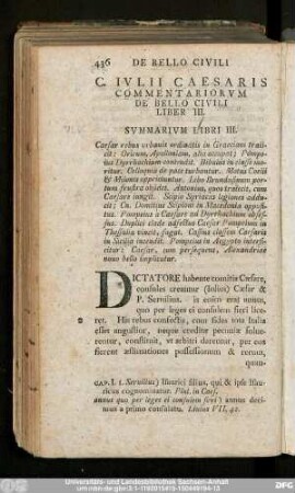 C. Iulii Caesaris Commentariorum De Bello Civili Liber III.