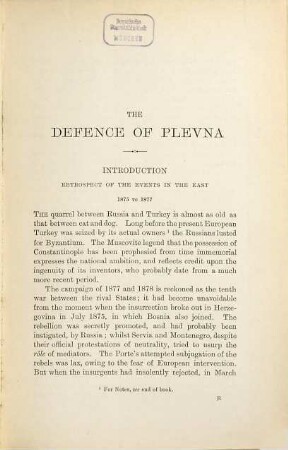 ... The defence of Plevna 1877, written by one who took part in it