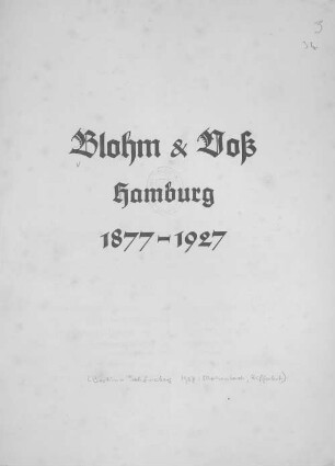 Blohm & Voß Hamburg, 1877 - 1927