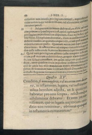 Quaestio XV. Conditio, si non nupserit, vel uxorem non duxerit, in testamento ...