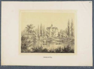 Das Rittergut (Schloss) in Podelwitz (Colditz-Podelwitz) nördlich von Leipzig an der Mulde, aus dem Album der Rittergüter und Schlösser im Königreiche Sachsen, 1. Band