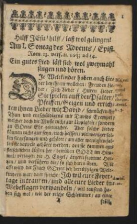 Am I. Sontag des Advents - Am IV. Sontag des Advents.