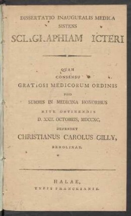 Dissertatio Inauguralis Medica Sistens Sciagraphiam Icteri