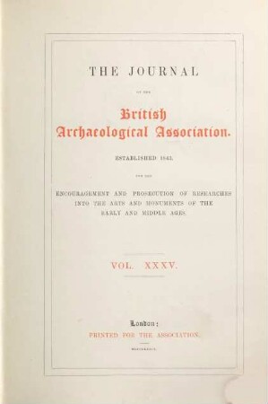The journal of the British Archaeological Association. 35. 1879