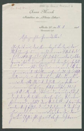 Brief an Richard Sternfeld : 26.08.1900