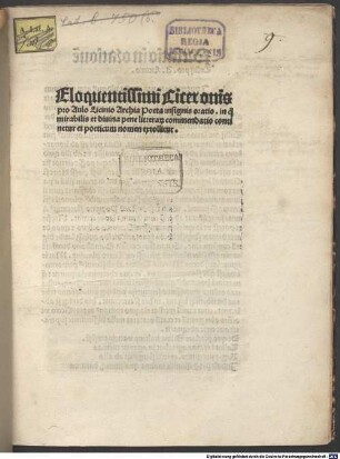 Pro Archia poeta oratio : mit Vorrede von Jacobus Locher