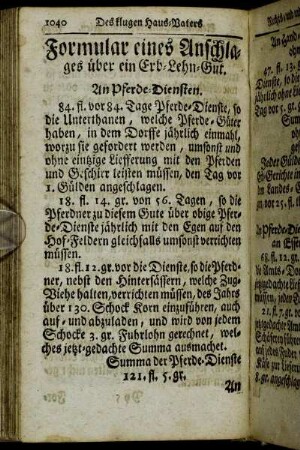 Formular eines Anschlages über ein Erb-Lehn-Gut.