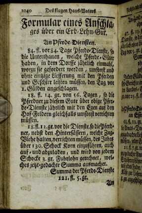 Formular eines Anschlages über ein Erb-Lehn-Gut.