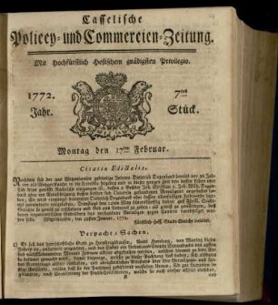7tes Stueck, Montag den 17ten Februar 1772