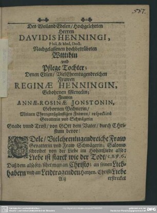 Leichenpredigt : Christliche Leich-Predigt. [Antritt]. Leich-Text. Erklärung.