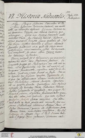 VI. Historia Naturalis