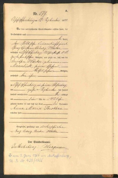 Standesamtsbuch der Stadt Aschaffenburg: Geburten 365/1900 - 184/1901