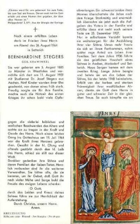 Stegers, Bernhardine geb. Krawinkel