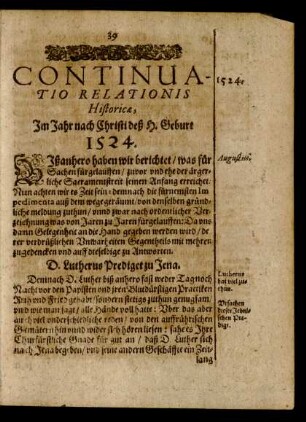 Continuatio Relationis Historicae, Im Jahr nach Christi deß H. Geburt 1524.