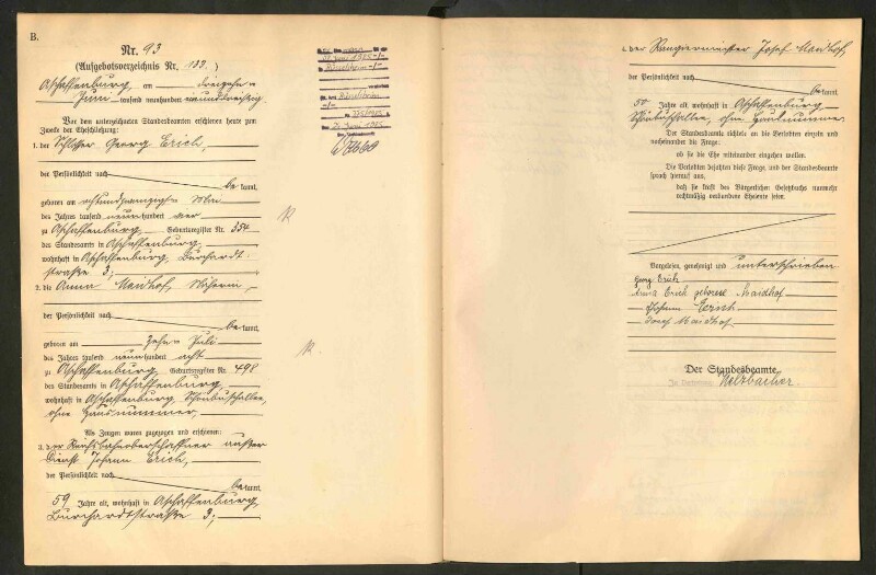 Standesamtsbuch der Stadt Aschaffenburg: Eheschließungen 252/1930 - 130/1931