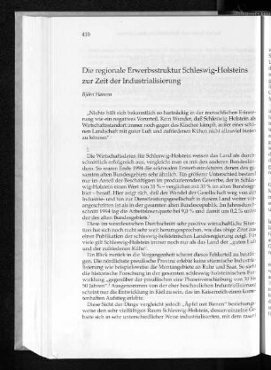 Die regionale Erwerbsstruktur Schleswig-Holsteins zur Zeit der Industrialisierung