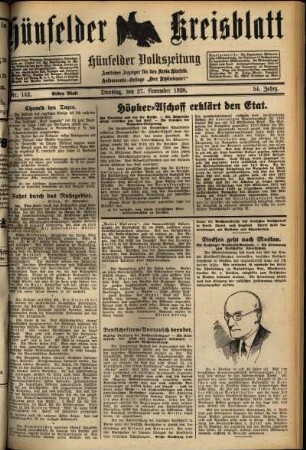 Erste Ausgabe vom Dienstag, den 27. November 1928.