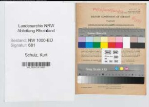 Entnazifizierung Kurt Schulz, geb. 22.12.1911 (Zollassistent)