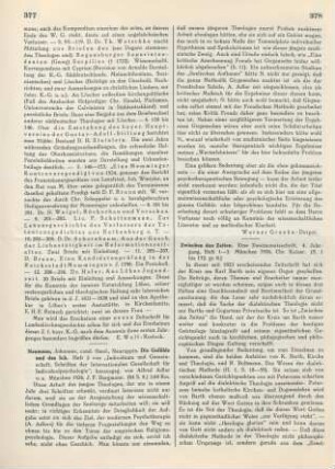 378-380 [Rezension] Zwischen den Zeiten ; 4. Jahrgang. Heft 1-3