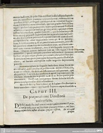 CAPUT III. De praeparatione Directorii universalis.
