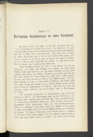 Kapitel IX. Persönliche Erfahrungen in einer Landstadt