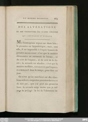 Des Altérations Et Des Vicissitudes Des Globes Célestes Qui Peuplent L'Espace.