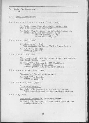3. Werke für Kammermusik