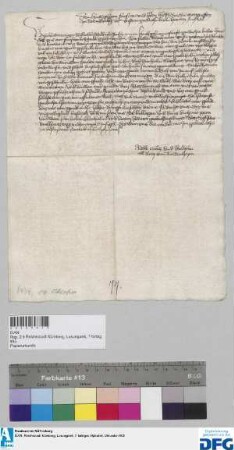 Adell, Goetz und Wilhelm von Tottenheym schreiben an den Markgrafen Friedrich von Brandenburg wegen Eberhart und Herttnit von Ramyngen. Siegler: 1 der Absender.