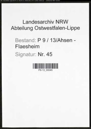 Heiratsregister Standesamt Ahsen-Flaesheim