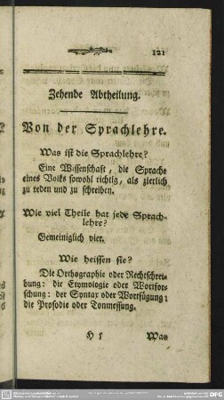 Zehende Abtheilung. Von der Sprachlehre