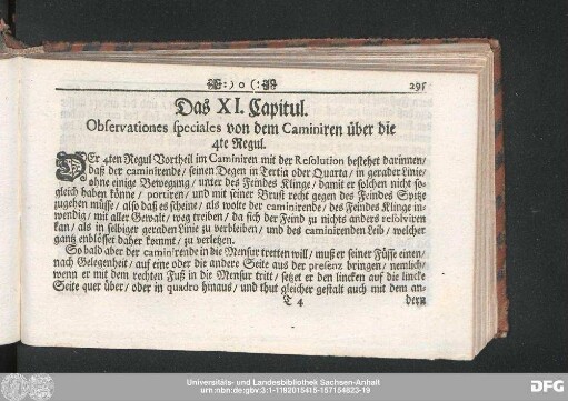 Das XI. Capitul. Observationes speciales von dem Caminiren über die 4te Regul.