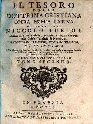 Il Tesoro Della Dottrina Cristiana : Opera Esimia Latina. 2