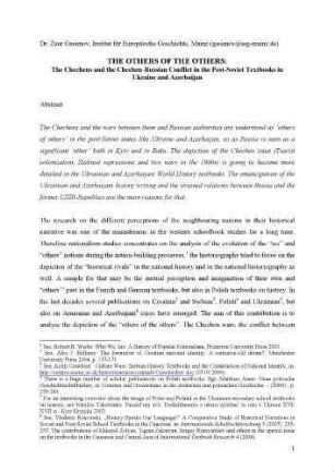 The others of the others : the Chechens and the Chechen-Russian conflict in the Post-Soviet textbooks in Ukraine and Azerbaijan
