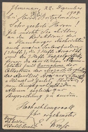 Brief an B. Schott's Söhne : 22.12.1904