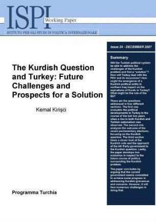 The Kurdish question and Turkey : future challenges and prospects for a solution