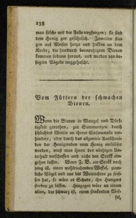 Vom Füttern der schwachen Bienen.