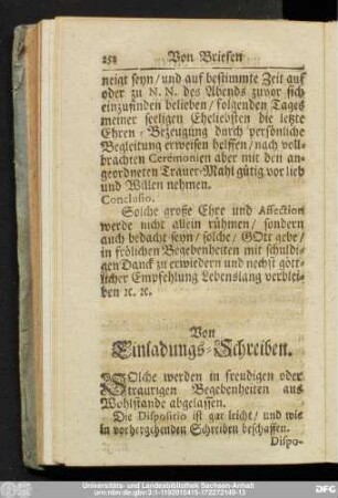 Von Einladungs-Schreiben.