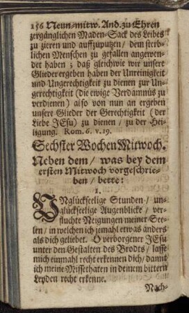 Sechster Wochen Mittwoch.