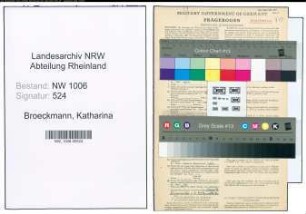 Entnazifizierung Katharina Broeckmann , geb. 15.08.1895 (Landwirtin)