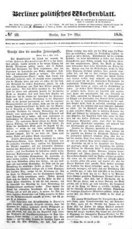 No 19, 7. Mai 1836