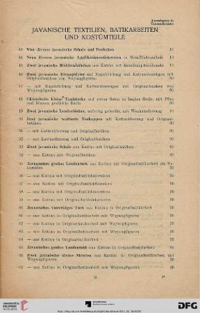 Javanische Textilien, Batikarbeiten und Kostümteile (Nr. 43-70)