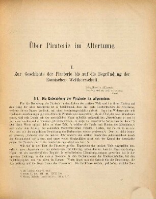 Über Piraterie im Altertume, 1