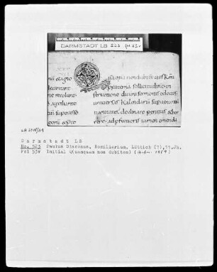 Paulus Diaconus, Homiliarium (Winterteil) und andere — Initiale Q(uamquam non dubitem), Folio 53verso