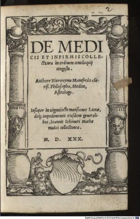 De Medicis et infirmis Collectanea : in ordinem centiloquii congesta