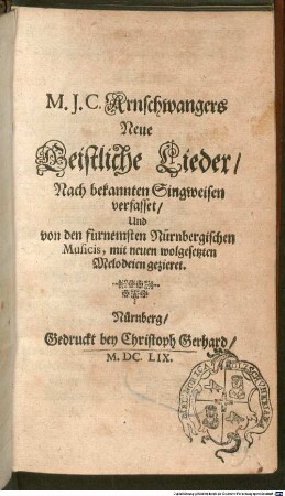 M. J. C. Arnschwangers Neue Geistliche Lieder