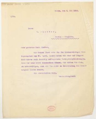 Brief an Wilhelm Aletter : 03.05.1926