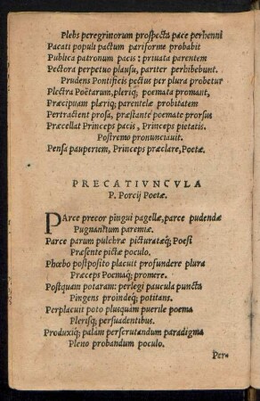 Precatiuncula P. Porcii Poetae.