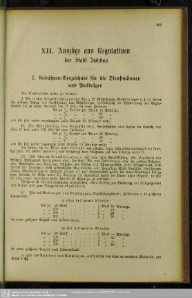 XII. Auszüge aus Regulativen der Stadt Zwickau