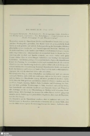 IV Die Hohe Zeit 1742-1763